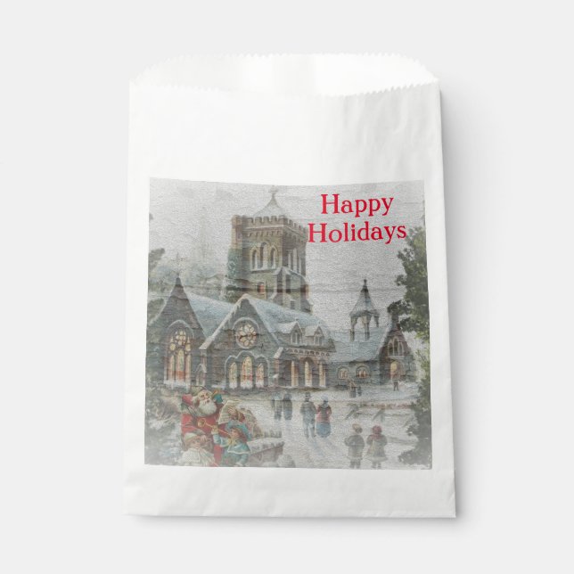 Sacolinha Antigos Papais noeis com crianças em frente a uma  (Frente)