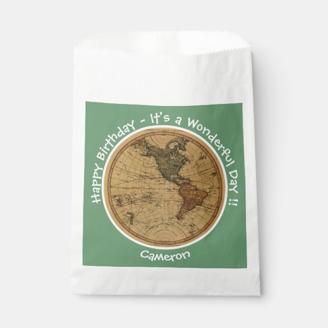 Sacolinha Antiguamente 1786 Partido Tema do Mapa do Hemisfér (Frente)