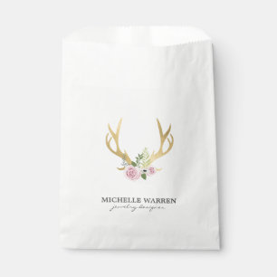 Sacolinha Antlers Dourados boémios com flores