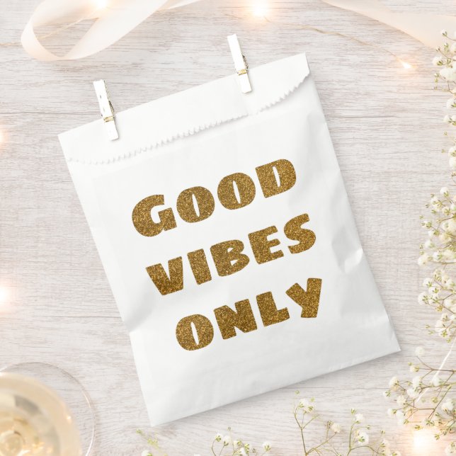 Sacolinha Apenas boas vibrações | Brilho preto e Ouro (Cortado)