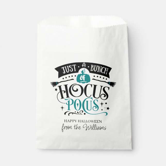 Sacolinha Apenas um monte de Hocus Pocus Typografia Teal (Frente)