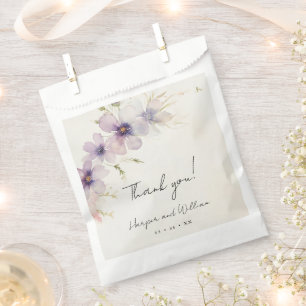 Sacolinha aquarela cosmos flores obrigado de casamento