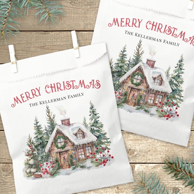 Sacolinha Aquarela Festiva Natal (Festive Watercolor Winter Christmas Favor Bag)