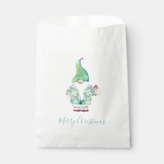 Sacolinha Aquarela Merry Christmas Candy Favor Bag (Frente)