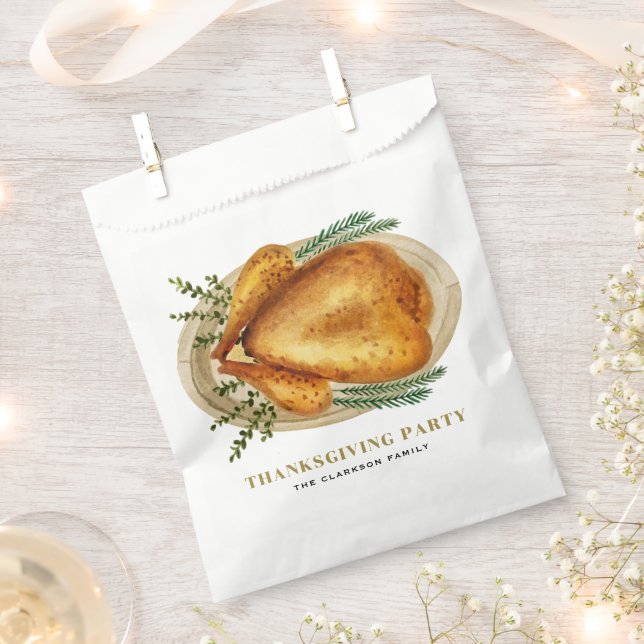 Sacolinha Aquarela Torrada Turquia Janta Ação de Graças (Cortado)