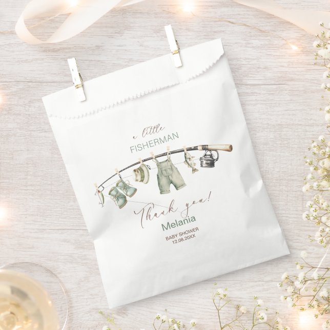 Sacolinha Aquarela, um pequeno pescador, bebê, Plata de Pape (Cortado)