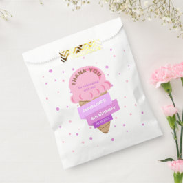 Sacolinha Aqui Está a Colher Sorvete Doce Rosa Aniversário