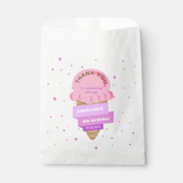 Sacolinha Aqui Está a Colher Sorvete Doce Rosa Aniversário