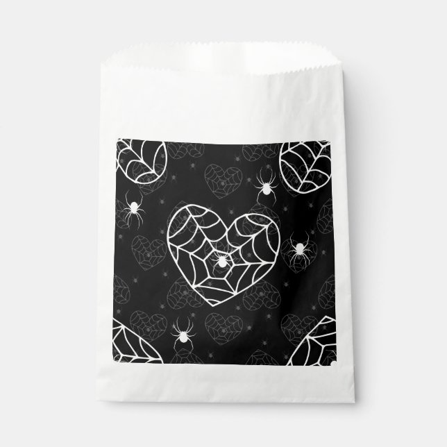 Sacolinha aranhas-teias-da-teia do coração de halloween (Frente)