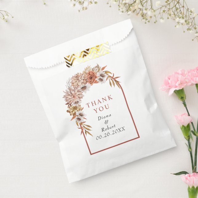 Sacolinha Arca com flores e folhas de terracota (Selado)