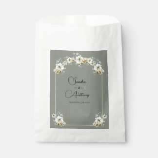 Sacolinha Arched Sage Green Floral wedding favor bag