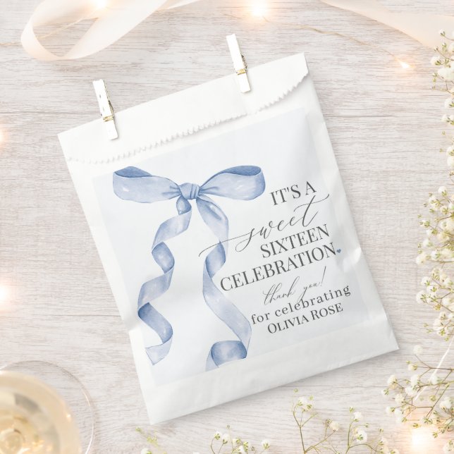 Sacolinha Arco de coquete azul deserto de Festa de aniversár (Cortado)