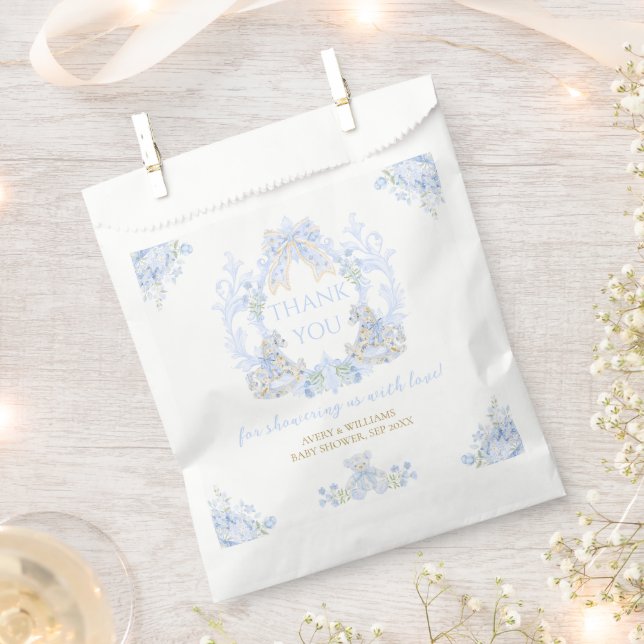 Sacolinha Arco Floral Crest Russo Blue Boy Chá de fraldas (Cortado)