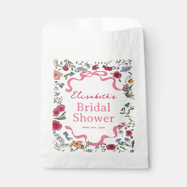 Sacolinha Arco Floral Ela é Chá de panela de Casando (Frente)