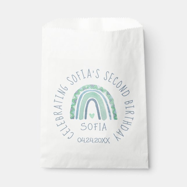 Sacolinha Arco-íris de bico verde-mint e azul (Frente)