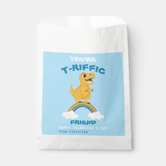 Sacolinha Arco-íris t-rex, dinossauro Dia de os namorados da (Frente)