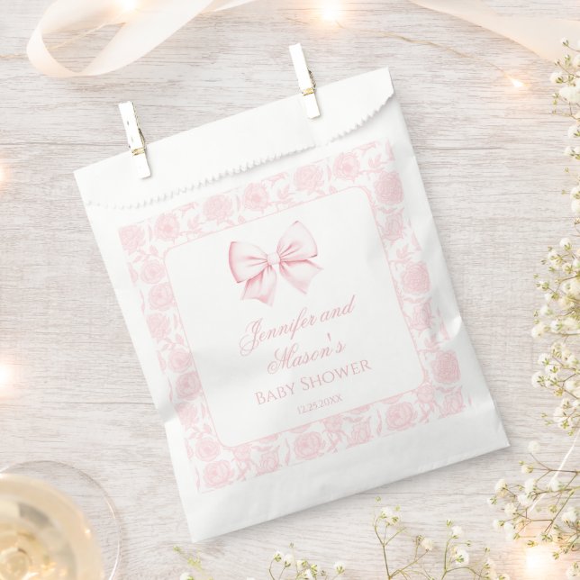 Sacolinha Arco rosa-rosa, bebê chá obrigado você (Cortado)