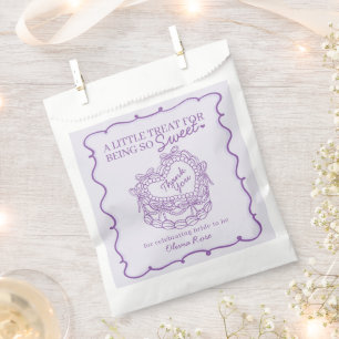 Sacolinha Arco Roxo Retrô Coração Coquette Bolo Chá de Noiva