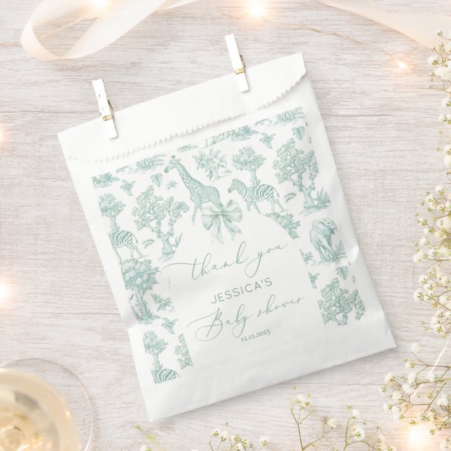 Sacolinha Arco verde Toile Safari Obrigado (Cortado)