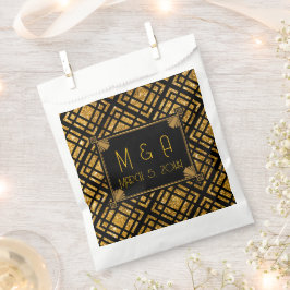 Sacolinha Art Deco Black and Dourado Weding Favor Bolsas