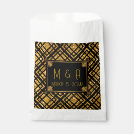 Sacolinha Art Deco Black and Dourado Weding Favor Bolsas