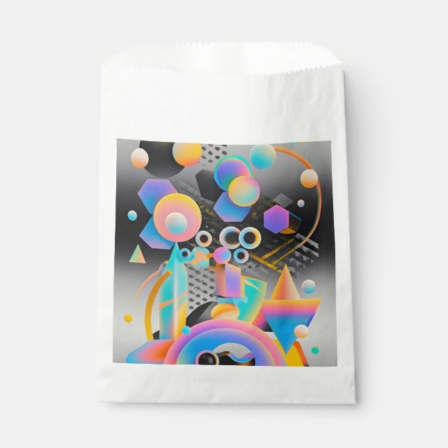 Sacolinha Arte abstrata geométrica vibrante e caprichosa (Frente)