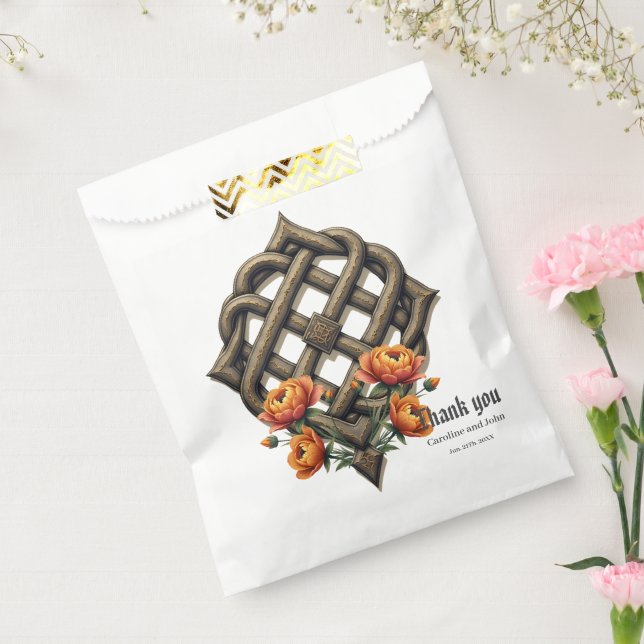 Sacolinha Arte celta e talão floral em tons quentes. (Selado)