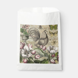 Sacolinha Arte de Colagem de Jardim com Galo Vintage: País F
