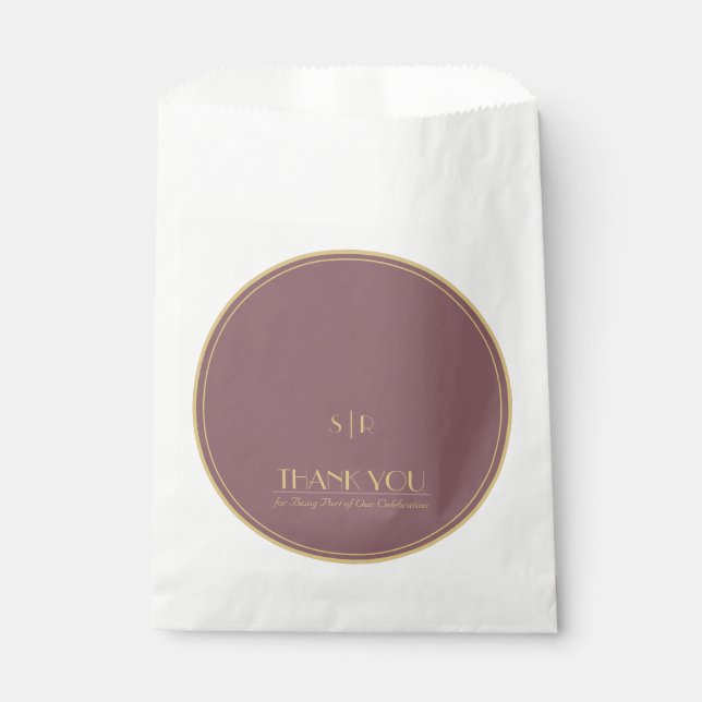 Sacolinha Arte Deco Borboleta Rosa Dourada Casamento "Obriga (Frente)