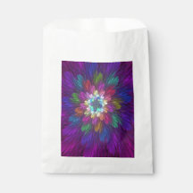 Arte frontal Abstrato de Flor Psicodélica Colorida