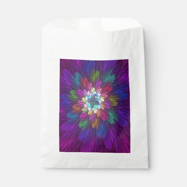 Sacolinha Arte frontal Abstrato de Flor Psicodélica Colorida (Frente)