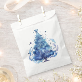 Sacolinha Árvore de Natal aquarela azul personalizável