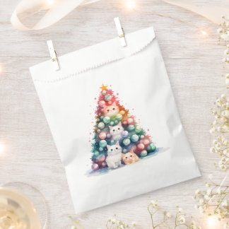 Sacolinha Árvore de Natal Colorida com Gatos Fofos