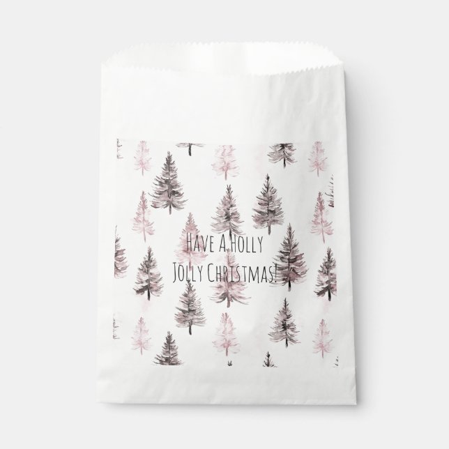 Sacolinha Árvores de Natal Rosa (Frente)