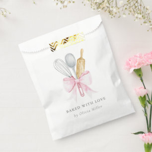 Sacolinha Assado Com Amor Elegante Laço Rosa Personalizado