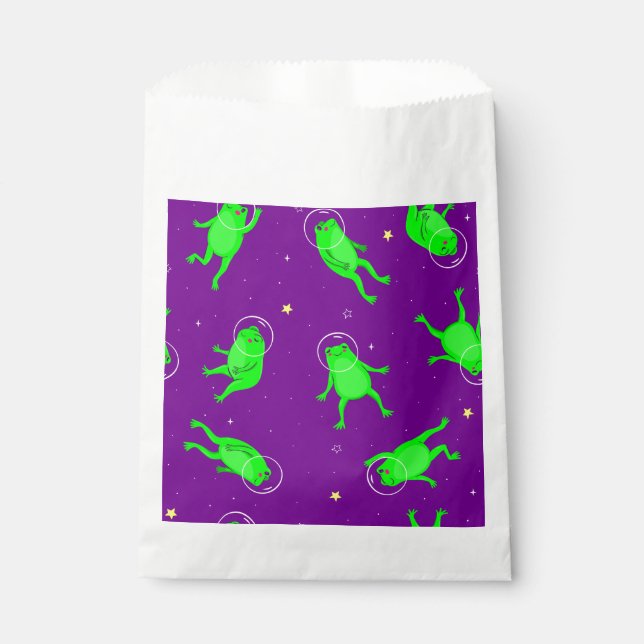 Sacolinha astronauta engraçado sapo o espaço roxo (Frente)