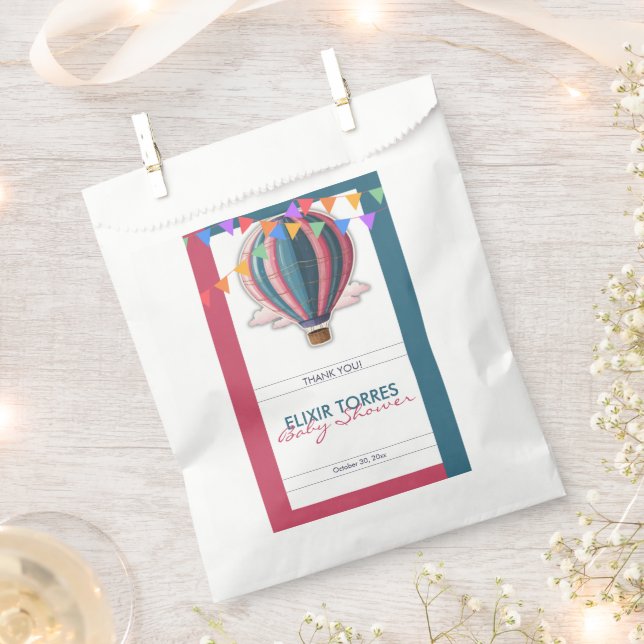 Sacolinha Aventura Aguarda Chá de fraldas Azul Festivo Rosa (Cortado)