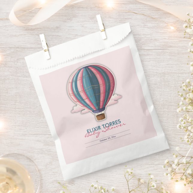 Sacolinha Aventura Aguarda Chá de fraldas Azul Festivo Rosa (Cortado)