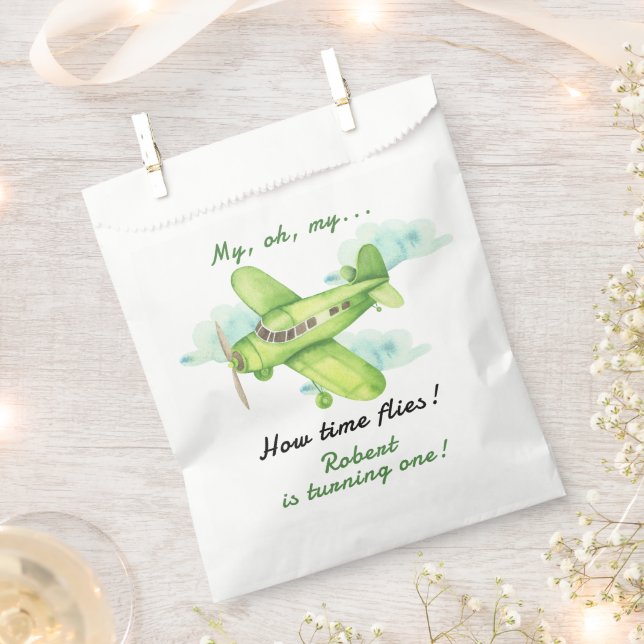 Sacolinha Avião Meu Tempo Voa Viagem Primeiro Aniversário (Cortado)