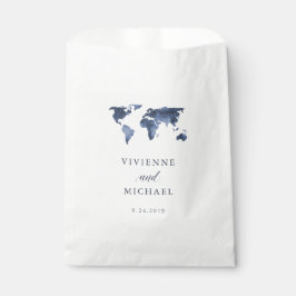 Sacolinha Azul Aquarela | Casamento do mapa mundial