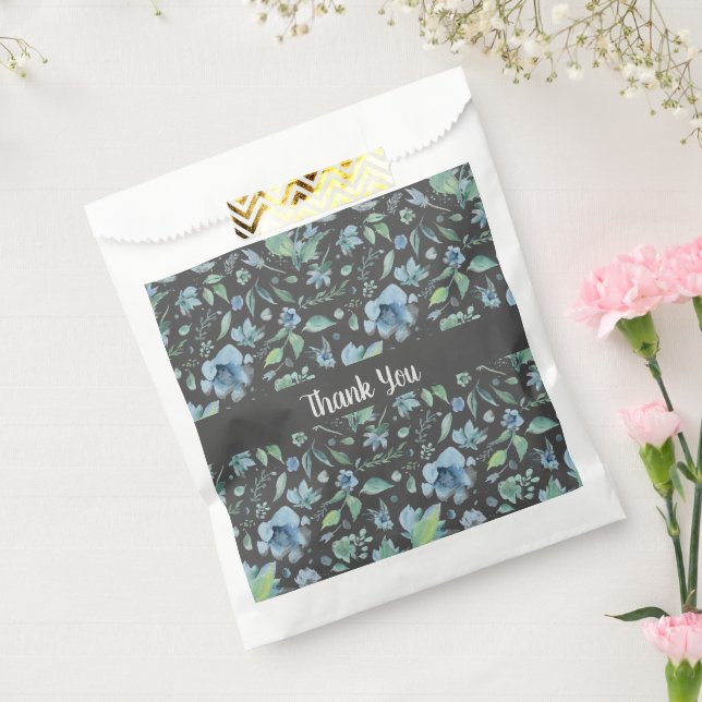 Sacolinha Azul de Aquarela na Cinza Escura Personalizado Flo (Selado)