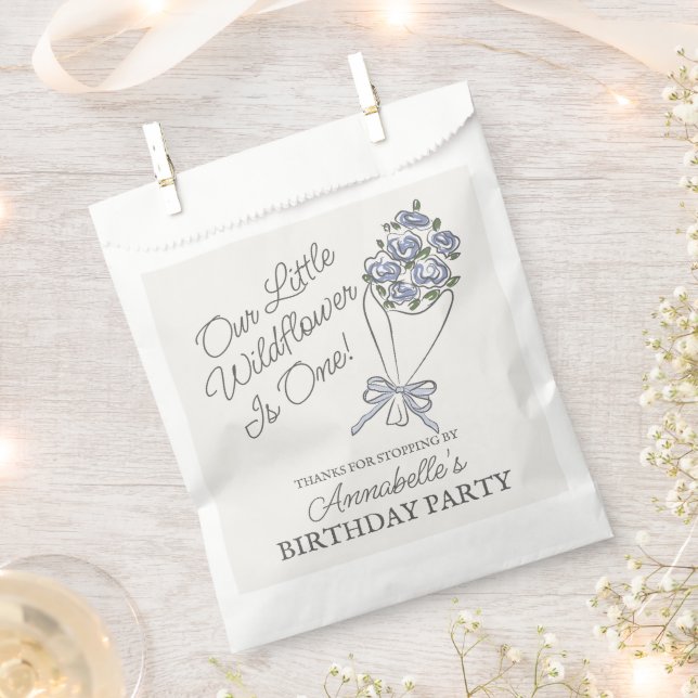 Sacolinha Azul Flor Mercado Fresco Floral Aniversário (Cortado)