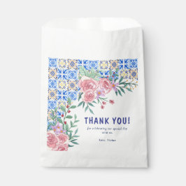 Sacolinha Azulejo azul italiano Mamma Mia Chá de fraldas