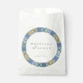 Sacolinha Azulejo do Mediterrâneo Azul e Favor do Casamento 