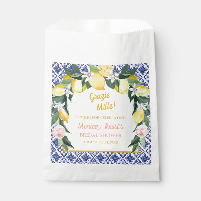 Sacolinha Azulejos Azuis de Limão Italiano Grazie Mille Brid (Frente)