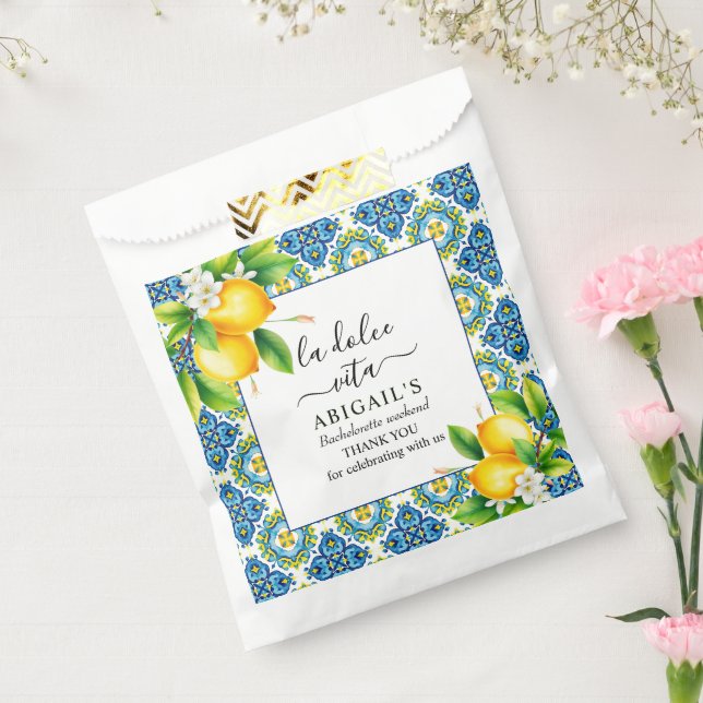 Sacolinha Azulejos do Mediterrâneo, limões de solha no fim d (Selado)