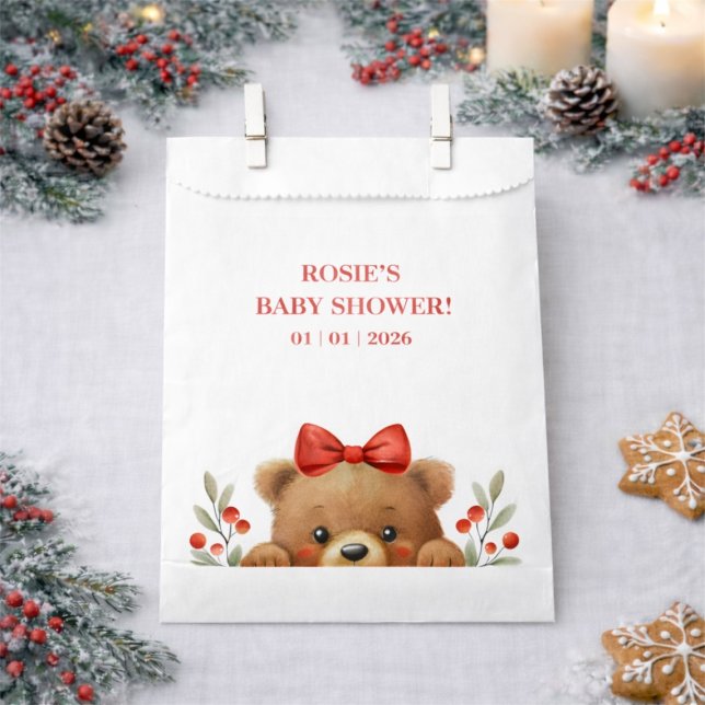 Sacolinha Baby Bear And Rowan Berries Baby Shower (Baby Bear And Rowan Berries Baby Shower Favor Bag)