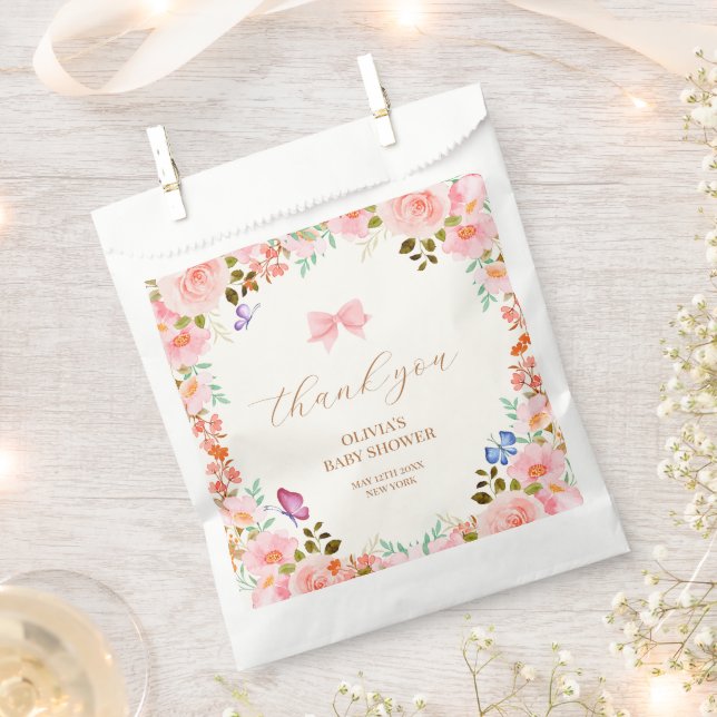 Sacolinha Baby Bloom Floral Butterfly Chá de fraldas Obrigad (Cortado)