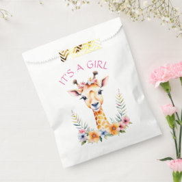 Sacolinha Baby Giraffe Floral, é uma garota | CHÁ DE FRALDAS