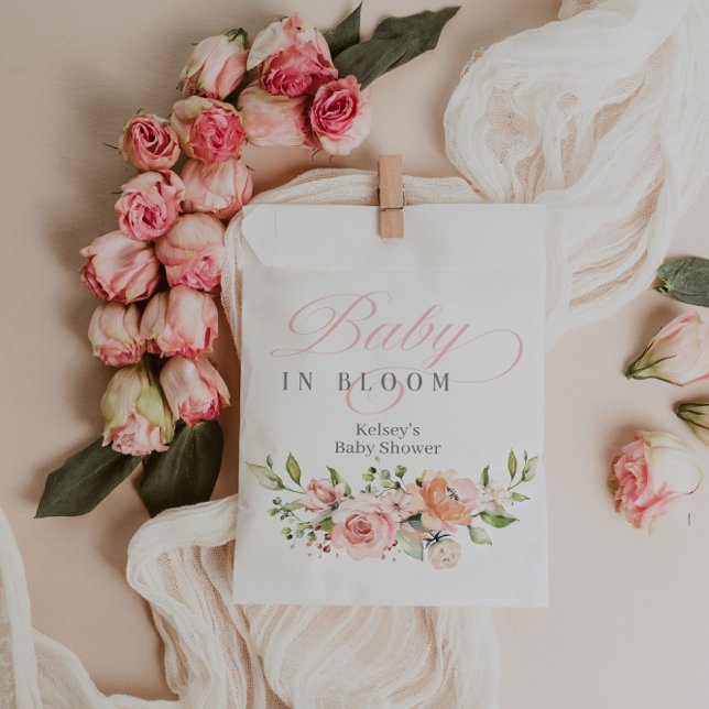 Sacolinha Baby In Bloom Girl Favor Bolsas (baby in bloom baby shower favor bags)